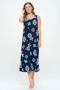 Print Long Tank Dress Print -7000BN-TRP1-W370