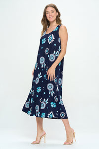 Print Long Tank Dress Print -7000BN-TRP1-W370