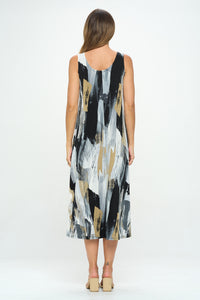 Plus Size Print Tank Long Dress Sleeveless- 7000BN-TXP1-W379