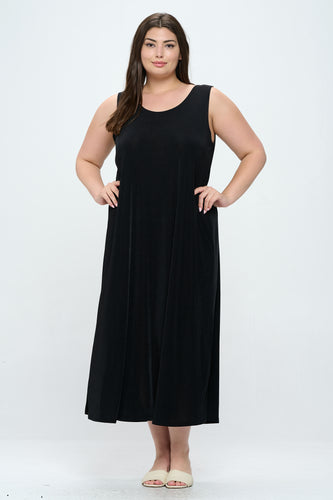 Stretchy Tank Long Dress Sleeveless Plus Size, 7000BN-TX - Jostar Online