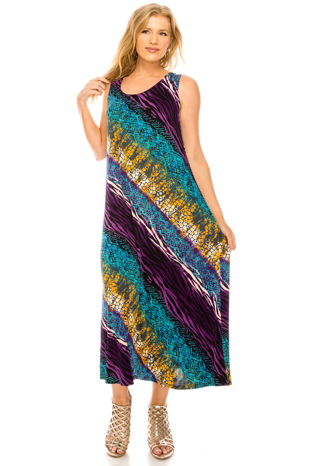 Jostar Women's Stretchy Long Tank Dress Print, 700BN-TP-W182 - Jostar Online