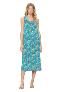 Plus Size Print Stretchy Tank Long Dress-7000BN-TXP1-W363