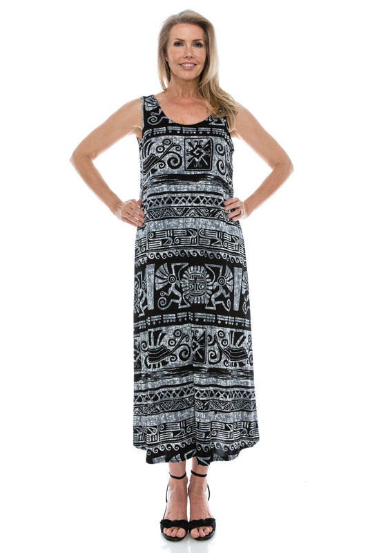 Plus Size Print Tank Long Dress Sleeveless-  700BN-TXP-W901 - Jostar Online