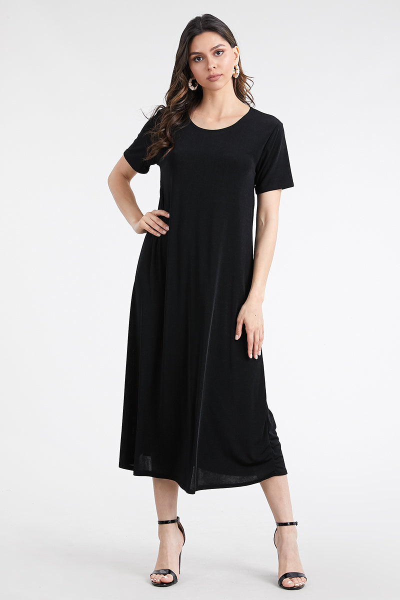Classic Stretch Long Dress Short Sleeve-7002BN-SRS1 - Jostar Online