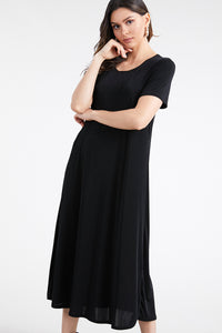 Classic Stretch Long Dress Short Sleeve-7002BN-SRS1 - Jostar Online