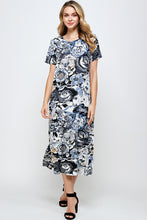 Load image into Gallery viewer, Women&#39;s Stretchy Long Dress Short Sleeve Print-7002BN-SRP1-W293 - Jostar Online
