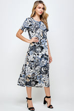 Load image into Gallery viewer, Women&#39;s Stretchy Long Dress Short Sleeve Print-7002BN-SRP1-W293 - Jostar Online
