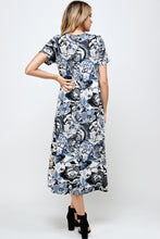 Load image into Gallery viewer, Women&#39;s Stretchy Long Dress Short Sleeve Print-7002BN-SRP1-W293 - Jostar Online
