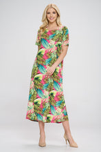 Load image into Gallery viewer, Stretchy Long Dress Short Sleeve Print-7002BN-SRP1-W311 - Jostar Online

