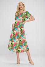 Load image into Gallery viewer, Stretchy Long Dress Short Sleeve Print-7002BN-SRP1-W311 - Jostar Online

