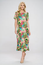 Load image into Gallery viewer, Stretchy Long Dress Short Sleeve Print-7002BN-SRP1-W311 - Jostar Online
