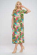 Load image into Gallery viewer, Stretchy Long Dress Short Sleeve Print-7002BN-SRP1-W311 - Jostar Online
