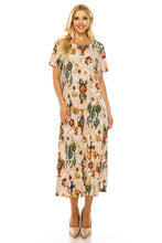 Load image into Gallery viewer, Stretchy Long Dress Short Sleeve Print, 7002BN-SRP1-W317
