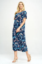Load image into Gallery viewer, Stretchy Long Dress Short Sleeve Print-7002BN-SRP1-W323
