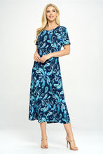 Load image into Gallery viewer, Stretchy Long Dress Short Sleeve Print-7002BN-SRP1-W323
