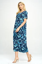 Load image into Gallery viewer, Stretchy Long Dress Short Sleeve Print-7002BN-SRP1-W323
