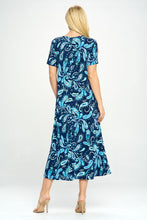Load image into Gallery viewer, Stretchy Long Dress Short Sleeve Print-7002BN-SRP1-W323
