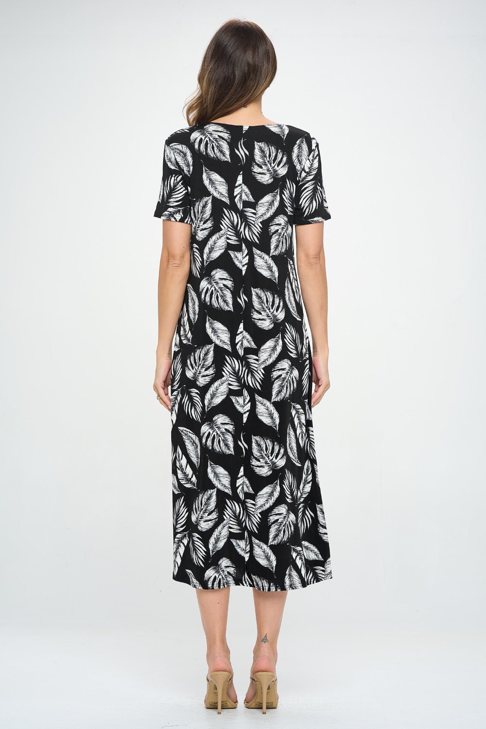 Print Long Dress Short Sleeve -7002BN-SRP1-W388