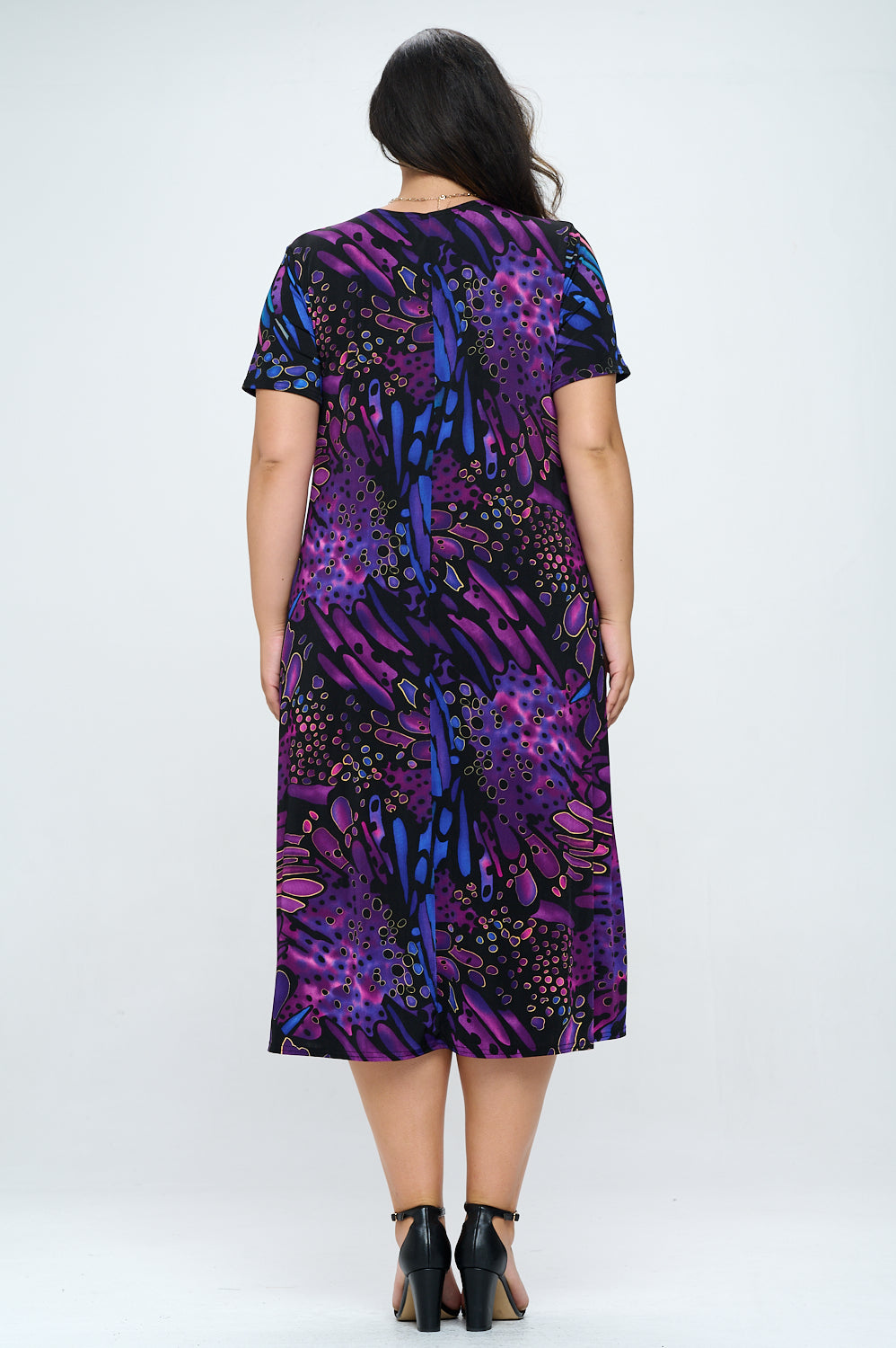 Women's Stretchy Long Dress Short Sleeve Plus Plus, 702BN-SXP-W207 - Jostar Online