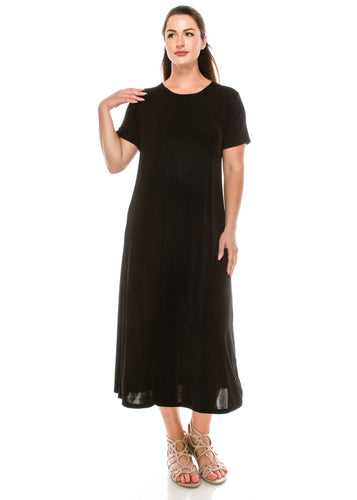 Jostar Women's Stretchy Long Dress Short Sleeve Plus, 702BN-SX - Jostar Online