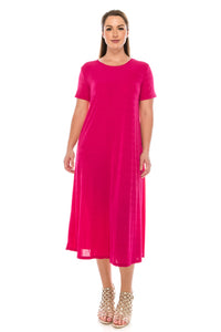 Jostar Women's Stretchy Long Dress Short Sleeve, 702BN-S - Jostar Online