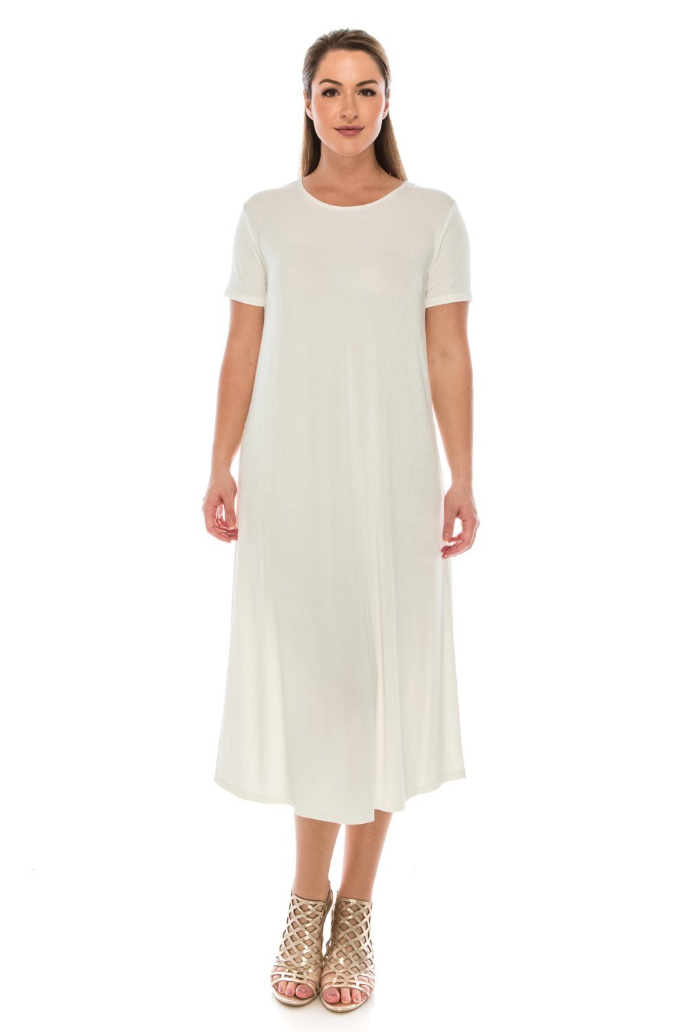Jostar Women's Stretchy Long Dress Short Sleeve, 702BN-S - Jostar Online