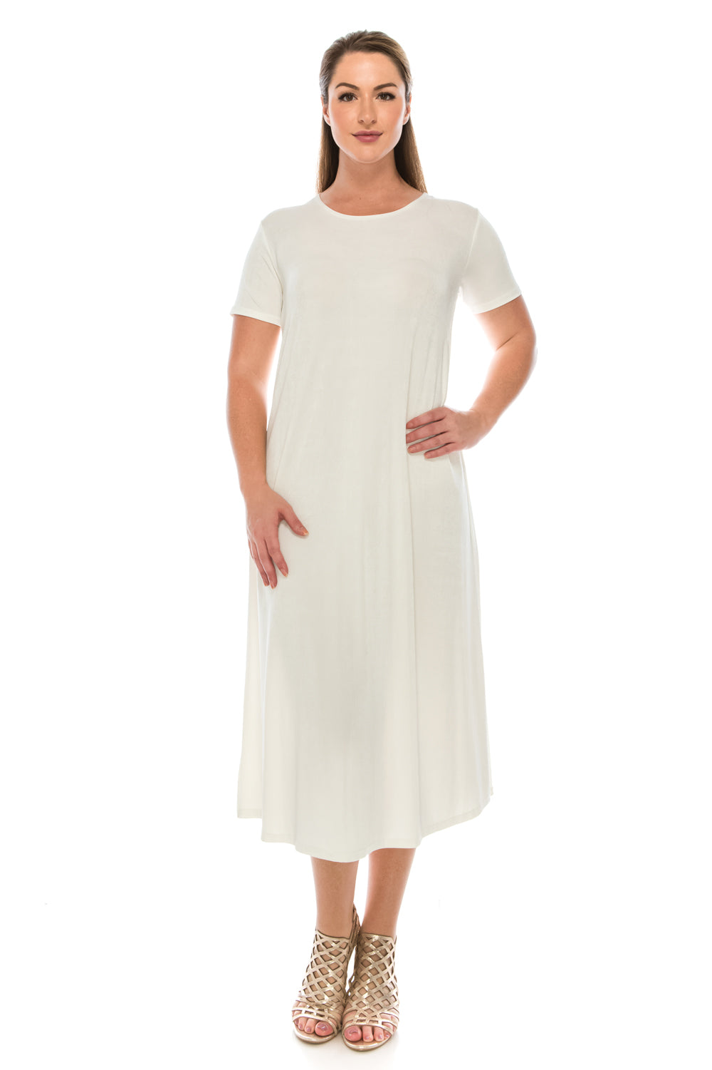Jostar Women's Stretchy Long Dress Short Sleeve Plus, 702BN-SX - Jostar Online