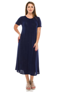 Jostar Women's Stretchy Long Dress Short Sleeve, 702BN-S - Jostar Online