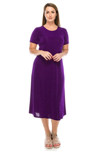 Jostar Women's Stretchy Long Dress Short Sleeve, 702BN-S - Jostar Online