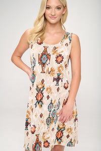 Stretchy Missy Tank Dress Print Plus - 7003BN-TRP1-W317