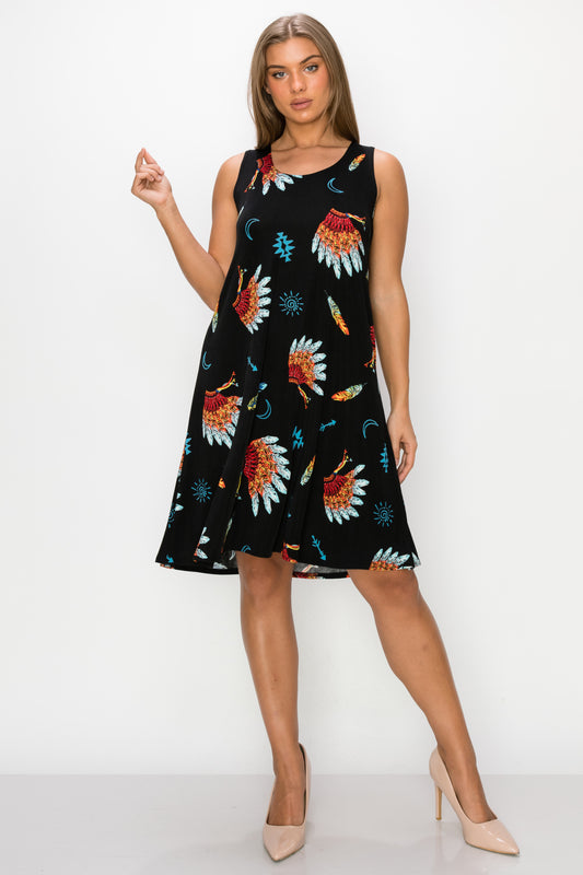 Women's Stretchy Missy Tank Dress Print Plus - 7003BN-TRP1-W321