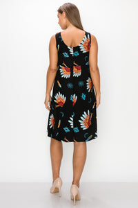 Stretchy Missy Tank Dress Print Plus - 7003BN-TRP1-W321