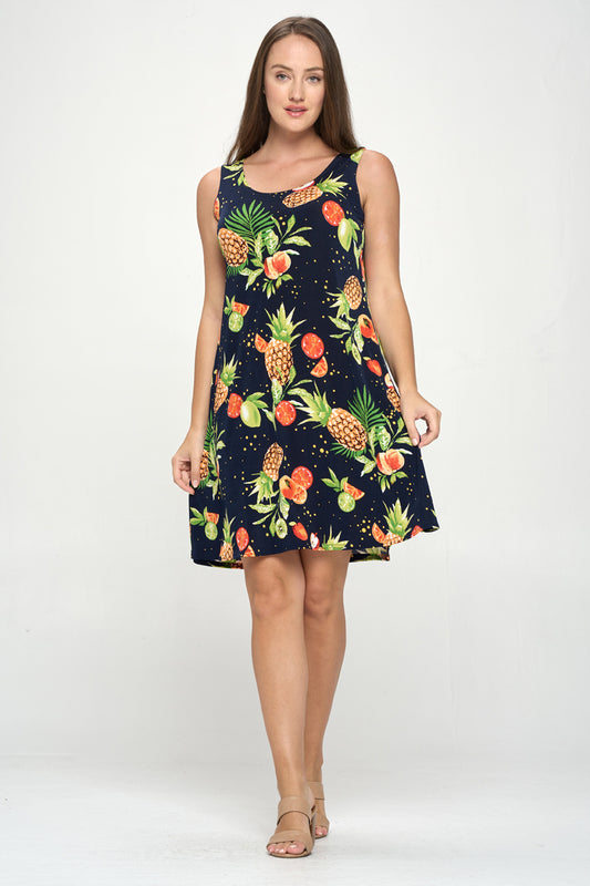 Plus Size Print Missy Tank Dress- 7003BN-TXP1-W327