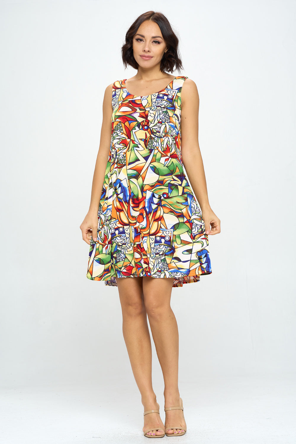 Plus Size Print Missy Tank Dress- 7003BN-TXP1-W329