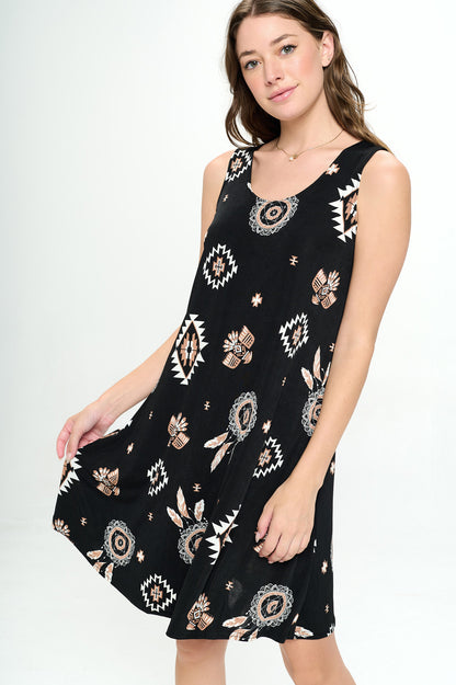 Plus Size Print Missy Tank Dress- 7003BN-TXP1-W370