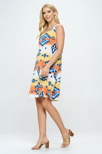 Plus Size Print Missy Tank Dress- 7003BN-TXP1-W371