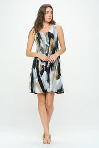 Brushstrokes Print Missy Tank Dress - 7003BN-TRP1-W379