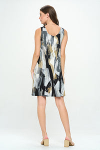Brushstrokes Print Missy Tank Dress - 7003BN-TRP1-W379
