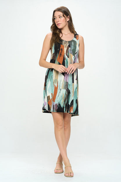 Plus Size Print Missy Tank Dress- 7003BN-TXP1-W379