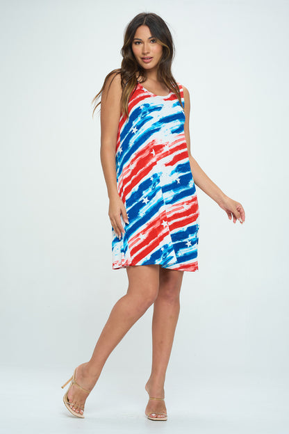 Americana Print Missy Tank Dress-7003BN-TRP1-W384