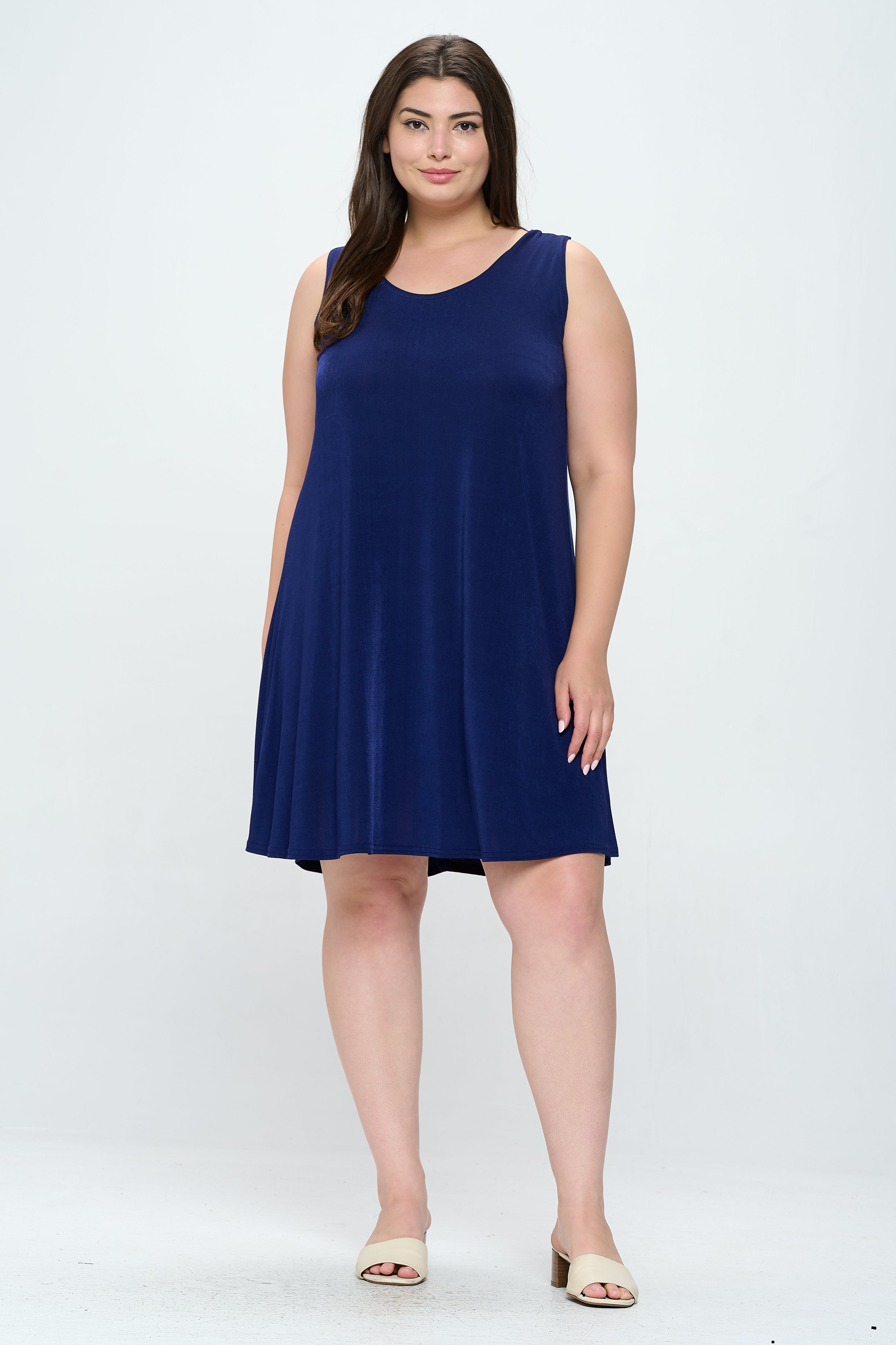 Plus size navy cheap blue tank dress