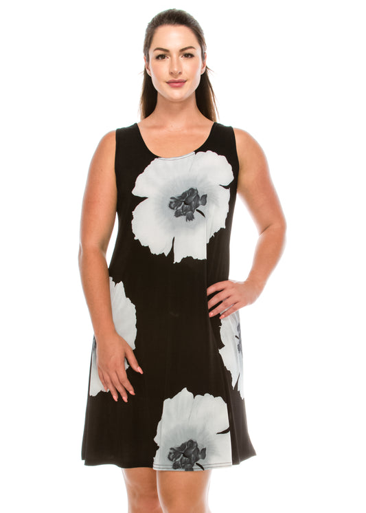 Plus Size Stretchy Missy Tank Dress Print Plus, 7003BN-TXP1-W113 - Jostar Online