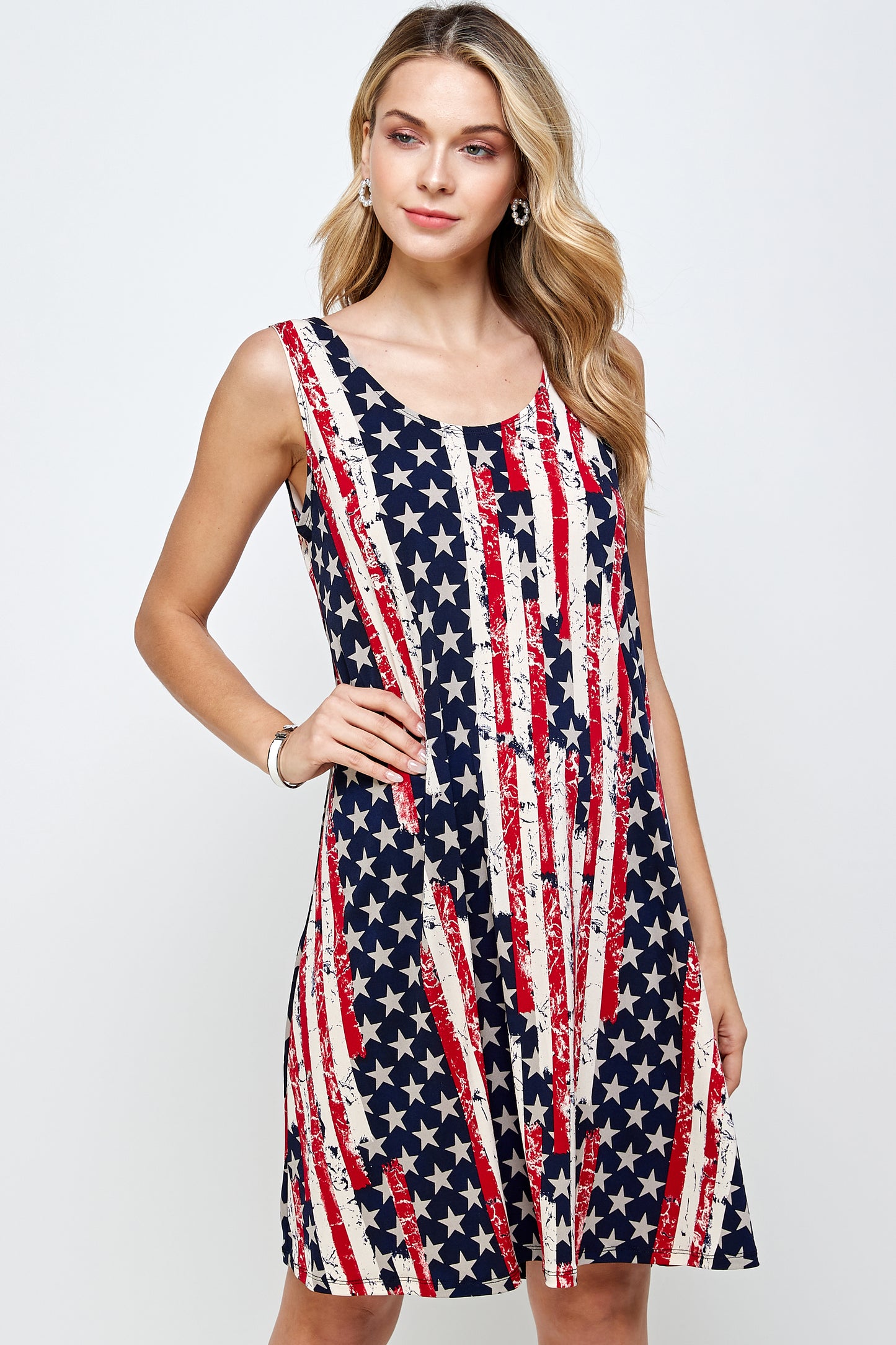 HIT American Print Missy Tank Dress Sleeveless Print- 7003HT-TRP1-W297