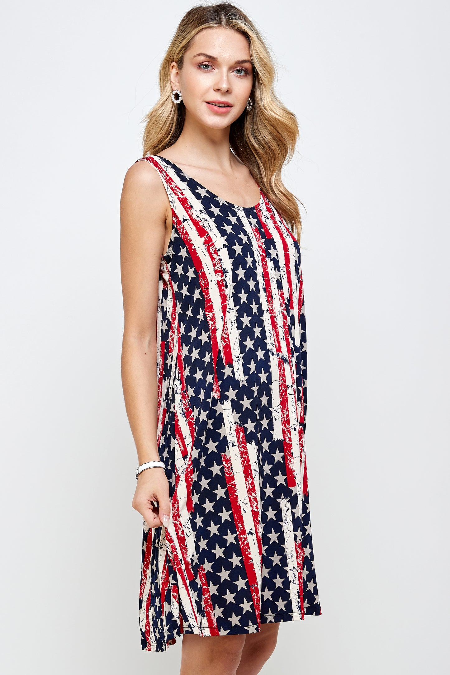 HIT American Print Missy Tank Dress Sleeveless Print- 7003HT-TRP1-W297