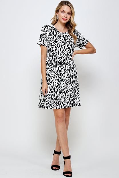 Stretchy Missy Dress Short Sleeve Print-7004BN-SRP1-W289