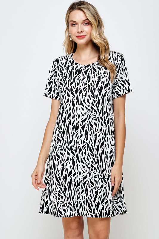 Stretchy Missy Dress Short Sleeve Print, 7004BN-SRP1-W289 - Jostar Online