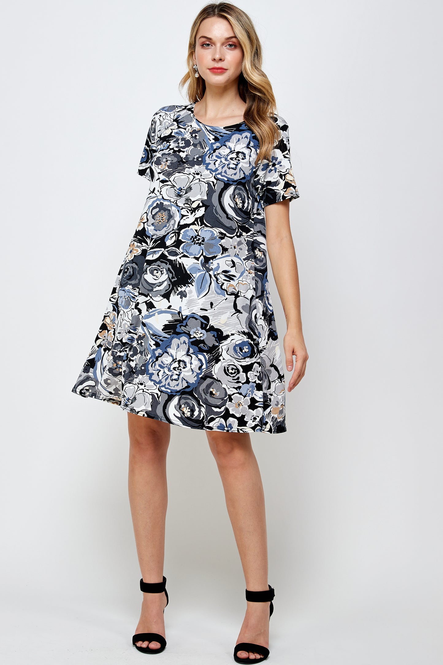 Women's Stretchy Missy Dress Short Sleeve Print-7004BN-SRP1-W293