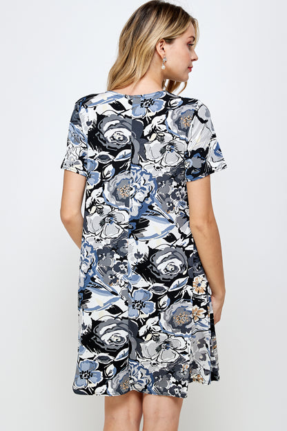 Stretchy Missy Dress Short Sleeve Print-7004BN-SRP1-W293 - Jostar Online