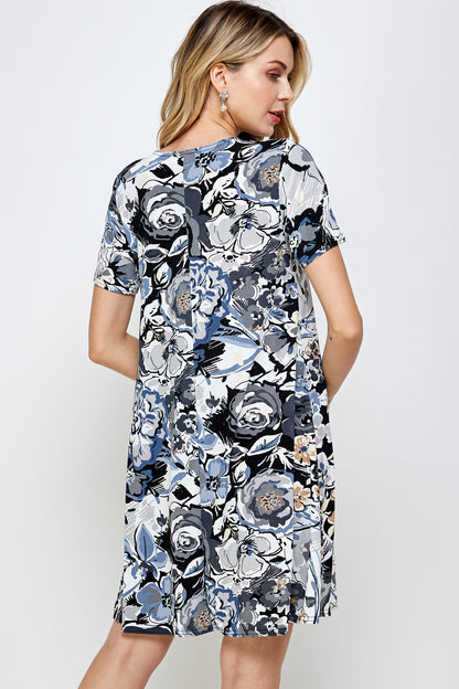 Stretchy Missy Dress Short Sleeve Print-7004BN-SRP1-W293 - Jostar Online