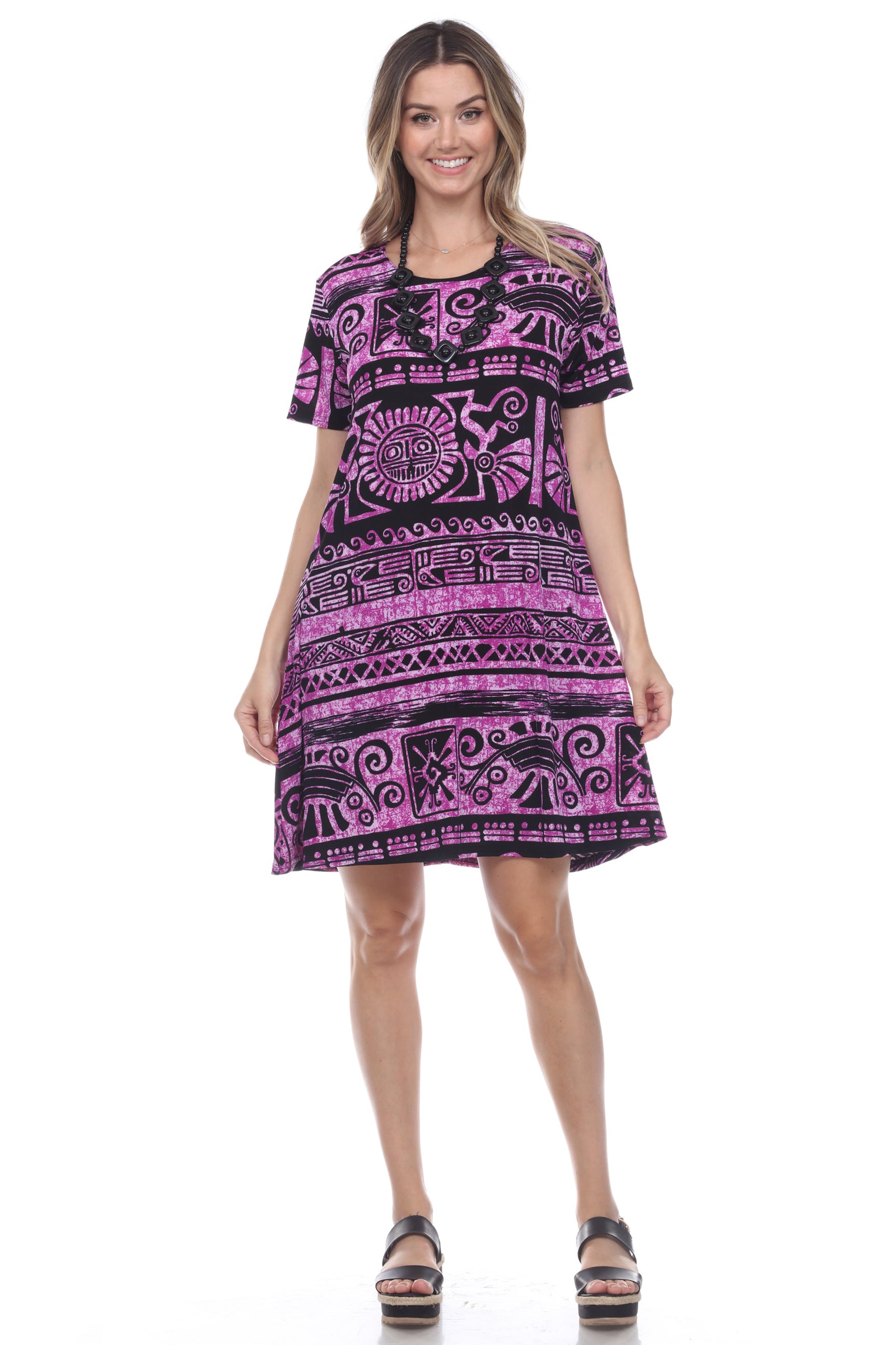 Women's Stretchy Missy Dress Short Sleeve Print-7004BN-SRP1-W901 - Jostar Online